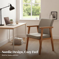 Ergonomic Design Solid Wood Study Chair Wide Armrests Upholstered Wood Armchair Stable Construction Padded Backrest Armchair High-Density Foam Cushion for Students, Office Workers, Homeowners, Reading Nook, Living Room, Bedroom, Kitchen