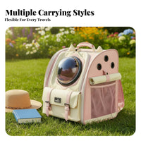 Warm Plush Interior dome viewing panel Cat support panelpack Breathable Space Capsule Rucksack Ergonomic Straps Pet travel equipment Expandable Design for Small Dog Owners, everyday Use