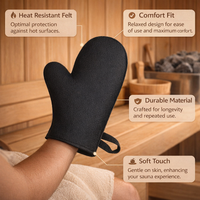 Sauna 3-Piece Set with Glove and Seat Cushion for Men and Women, Wool Felt Accessories for Steam Room, Lightweight Heat Protection