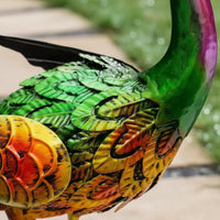 2 Pieces Vivid Colors Duck Statue Hand Painted Metal Duck Sculpture Retro Design for Outdoor