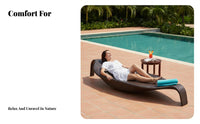 Rattan design foliageShaped Chaise Weather Resistant Outdoor Furniture Thick padding Sun Lounger Ergonomic Shape for Hotel Owners, Homeowners, Adults, pool area, lodge, Garden, Sunbathing