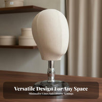Hat Display Mannequin Head Short Neck Shape Linen Mannequin Head Stand Stable Round Base Hat Display Bust for Milliners, Shop Owners, Commerce Show