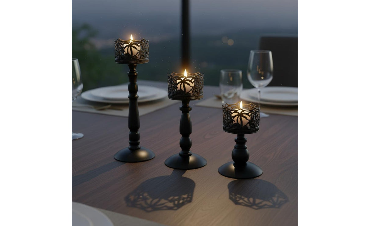 3 Pieces Wrought Iron Candle Holder Modern Design Decorative Candle Holder Set Elegant Style Home Decoration for Party Decor