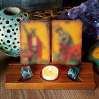 Card Stand with Recesses Triple-Slot Wooden Display Stand Stable Rack for Readers, Collectors, Desk