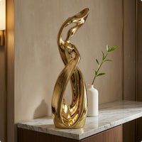 Abstract Human Figure Sculpture Tall Polished Abstract Figure Narrow Desk Ornament for Living Room