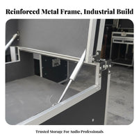 Heavy-Duty Construction Portable Amplifier Road Case Reinforced Aluminum Corners Slant Top Mixer Rack Case High Load Capacity PA Audio Equipment Cabinet Braking Wheels for DJs, Sound Technicians, Musicians, KTV Room, Live Performance, Studio, Touring