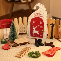 Miniature Holiday Cottage Kit Dollhouse Accessories Festive Miniature House Kit Holiday-Themed Wooden Yuletide Set for Crafters, Desktop Decor
