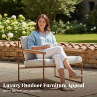 4 Pieces Weather-Resistant 4-Piece Patio Seating Group Modern Design Outdoor Furniture Low Maintenance Garden Sofa Set Thick pads for Hotel Owners, Party Hosts, Terrace, Courtyard, rearyard, Balcony