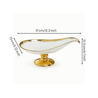 Gold-Plated Ceramic Pedestal Bowl White Ceramic Bowl with Pedestal Elegant Stylish for Hosts