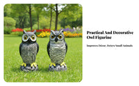 2 Pieces Feather-Textured Decorative Owl Ornament Set Stone-Look Base Plastic Owl Figurine Detailed Craft Home Decoration Collectible for Display