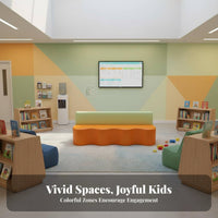 Modular Combination Wavy Seat Bench Easy to Clean Waiting Room Sofa Sturdy Structure Reception Seating High-Density Foam for Parents, Children, Clients, Kindergarten, Lobby, Salon