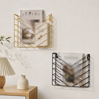 Metal Wire Magazine Holder Profile Wall-Mounted Magazine Rack Home Storage
