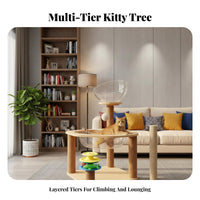 Compact Design 2-Tier Feline Climber with Transparent Pods Stable Structure Multi-Level Feline Condo Allall-All-in-Unified Activity Station Pet Furniture Scratch-Friendly Posts for Felines, Apartment Dwellers, Kittens, Small Areas, Living Room, Bedroom