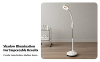 High Magnification LED Magnifying Floor Lamp Stepless Dimmable Magnifying Floor Lamp Hands-Unrestricted Design LED Work Light with Magnifier Eye Protection for Nail Technicians Artists, Medical Office, Home Office, Craft Room, Workshop