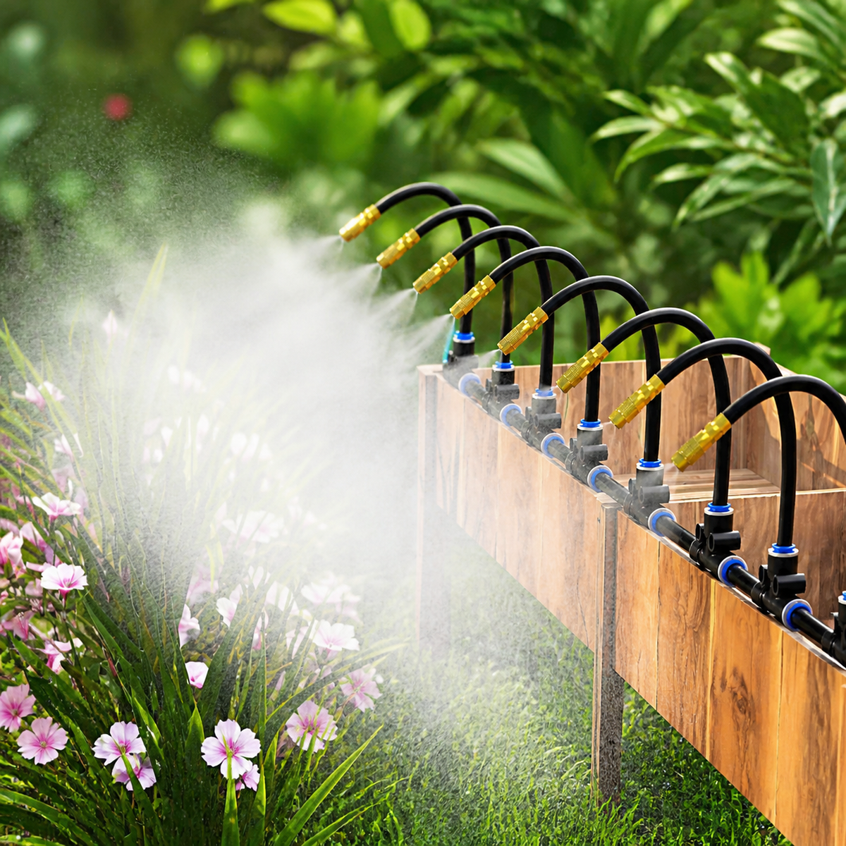 Grey PE Irrigation System Garden, Adjustable Flow Watering Systems, DIY Set for Home Gardening, Boyau d'arrosage Water Saving
