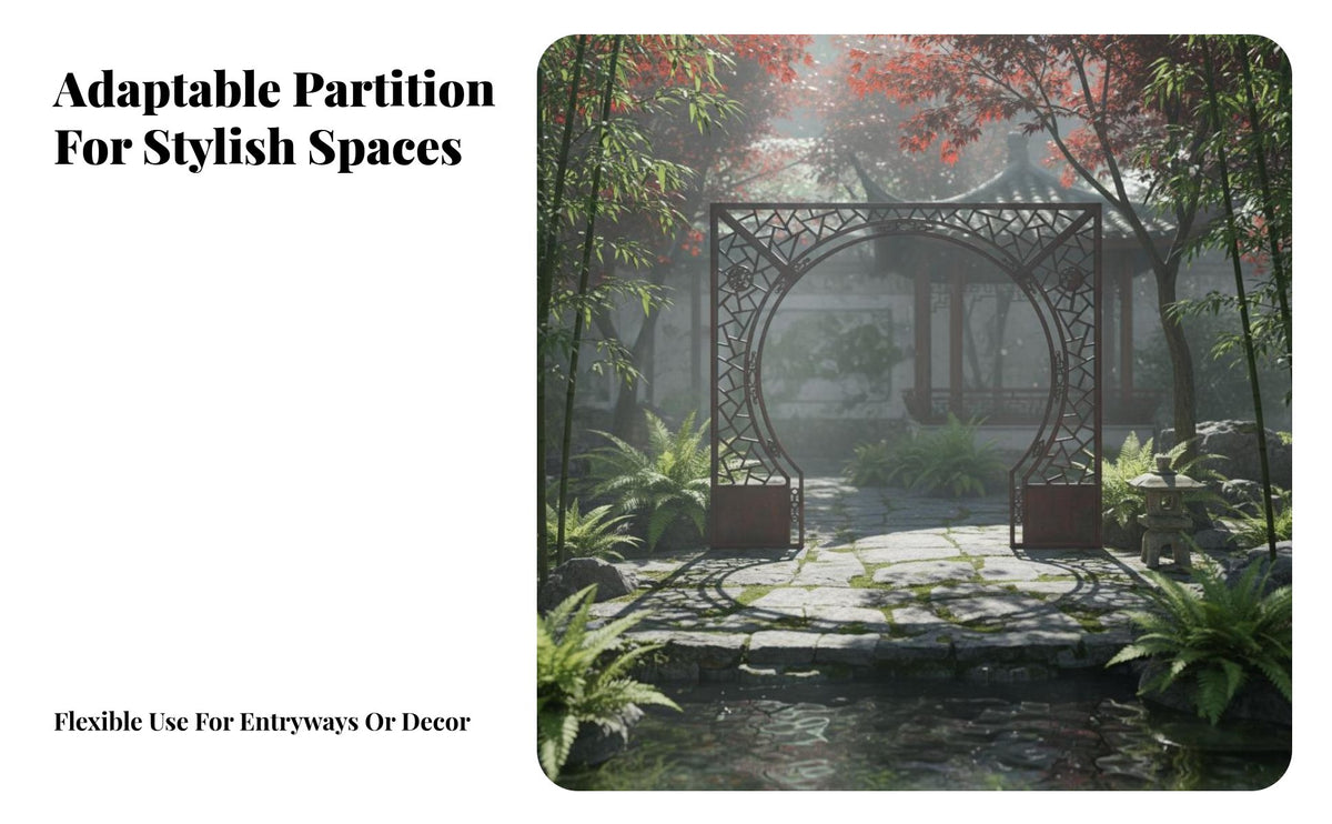 Hardwood Wood Chinese Moon Gate Antique & design Room Divider Intricate Carving partition screen Screen Hollow-openwork Lattice for Interior Designers, Cultural aficionados, Entranceway, teahouse House, Hotel Lobby, Restaurant