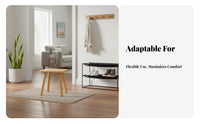 Multi-Purpose Square Wooden Stool Rounded Corners Small Wooden Utility Stool Long-Lasting Footrest High Load Capacity for Children, Adults, Seniors, Living Room, Entryway, Bedroom, Kitchen