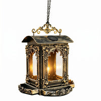 Vintage Solar Bird Feeder Decorative Scrollwork Hanging Bird Feeder Ornate Hanging Solar Lantern Weather Resistant for Garden
