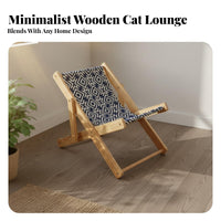 Cat Lounge Chair Sturdy Wood Frame Sisal Scratching Chair Wooden Cat Scratching Lounger Scrape Resistant Folding Pet Lounger