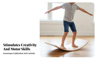 Multi-Purpose Wooden Balance Board Builds Core Strength Kids Wobble Board Long-Lasting Natural Wood Children's Toy Heavy Duty for Toddlers, Indoor, Playroom