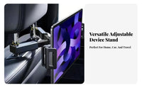 Adjustable Car Tablet Stand Hands-Effortless Viewing Car Headrest Tablet Mount Rear Seat Device Bracket Portable Backseat Phone