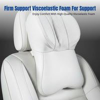 Car Headrest Neck Support Pillow, Universal Viscoelastic Foam Cushion, Breathable Perforated Cover, Fits Most Vehicles