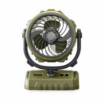 Rugged Camping Fan with Power Bank Rechargeable Portable Fan with Light Compact Battery Operated for Tents