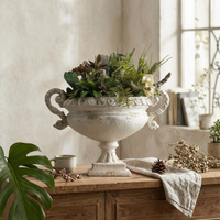 Urn Planter with Pedestal Antique-Style Urn Planter with Handles Distressed Pedestal Vase for Garden