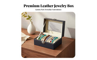 Dustproof Bracelet Storage Box Large Capacity Bracelet Organizer Box Faux Leather Exterior for Closet