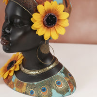 Woman Bust Sculpture African-Influenced Female Bust Sculpture Decorative Lady Figurine for Home Stylists, Art Collectors, Living Room, Entryway Table