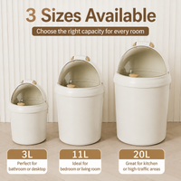 Recycling Bins for Kitchen 11L, Small Cylindrical Waste Paper Bin, Medium Home Rubbish Bin with Rocking Lid