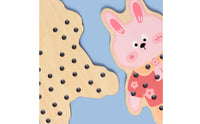 Punched Holes Animal Threading Board Fine Motor Skills Wooden Lacing Board Finger Dexterity Learning Toy Hand-Eye Coordination
