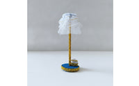 Miniature Floor Lamp White Dollhouse Light with Lace Shade 1/12 Scale for Miniaturists