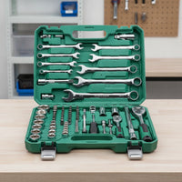 Car Repair Tool Kit Arrangement Mechanics Tool Set Portable Socket and Wrench Set for Home Mechanics, Garage, Roadside Emergency