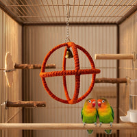 Parrot Swing Perch Made of Rope with Bell, Iron Bird Enrichment Toys for Cockatiel, Budgie and Parakeet Physical Activity