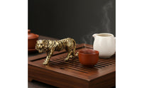 Chinese Astrological Tiger Figurine Detailed Craftsmanship Vintage Tiger Paperweight Handmade Desk Ornament for Collectors, Study Room, Office