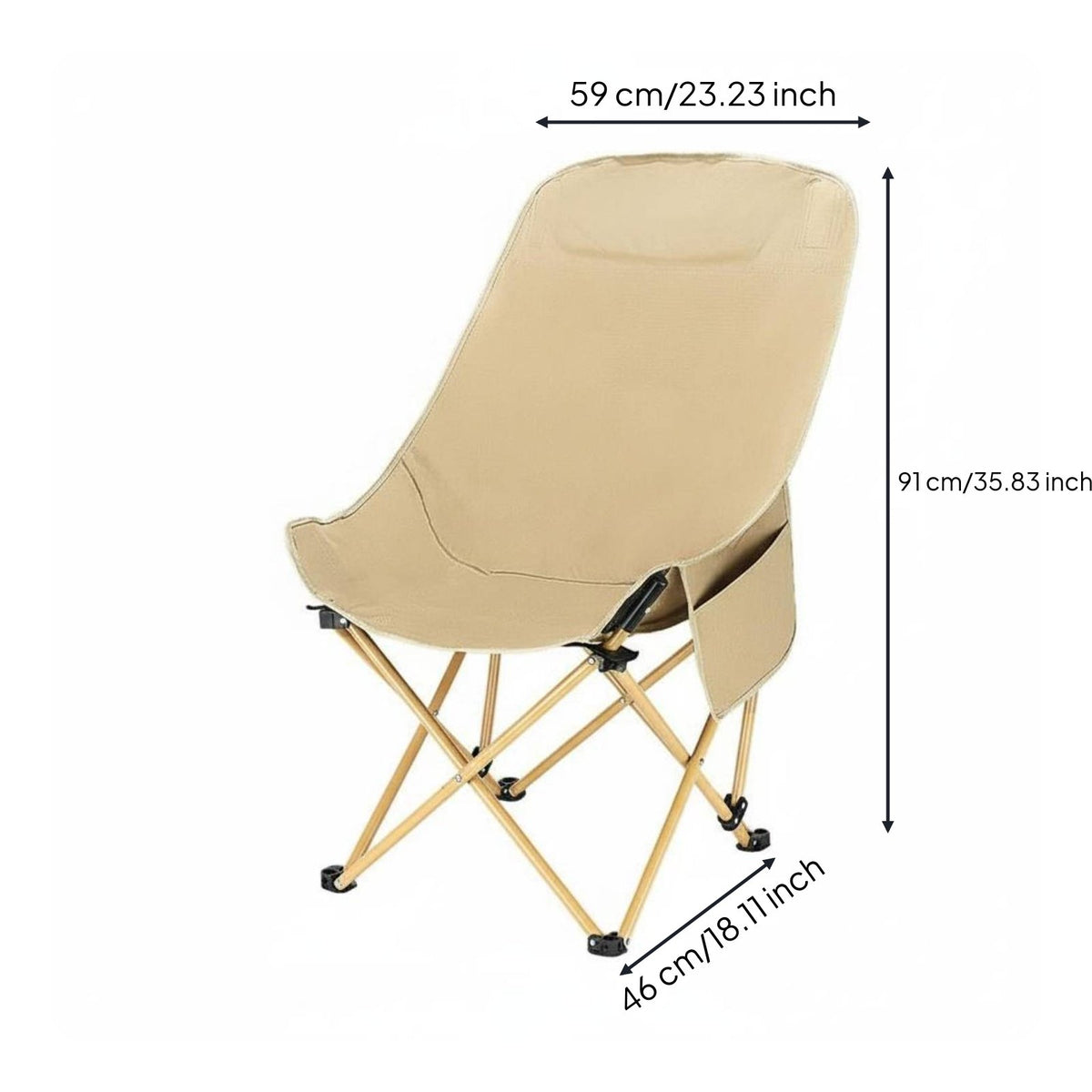 Foldable High Back Camping Chair Head Cushion High Back Folding Chair Ergonomic Design Side Storage Pockets for Campers