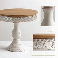 Display Stand with Wood Top Rustic Cake Stand Pedestal Riser for Sweet Display, Entryway Console