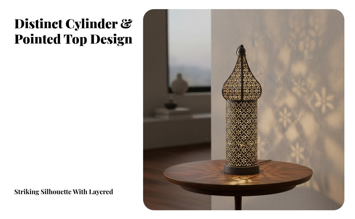 North African Design LED Lantern Shadow Casting Effect North African Design Lantern Cordless Iron Art for Living Room, Wedding Centerpiece, Patio