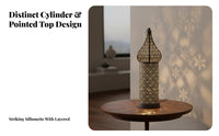 North African Design LED Lantern Shadow Casting Effect North African Design Lantern Cordless Iron Art for Living Room, Wedding Centerpiece, Patio