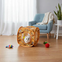 Boredom Relief Cat Tunnel Portable Foldable Cat Tunnel Sturdy Steel Frame Collapsible Pet Tube Peep-a-Boo Holes for Small Pets, Rabbits, Guinea Pigs