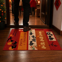 Red Auspicious Welcome Doormat for New Home Entryway