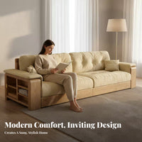 3-Seater billowy Sofa Modern Design 3-Seater Deep-Seat Foam Couch Small Space suitable Lounge Seating for Apartment Dwellers, Families, Bedroom, Office