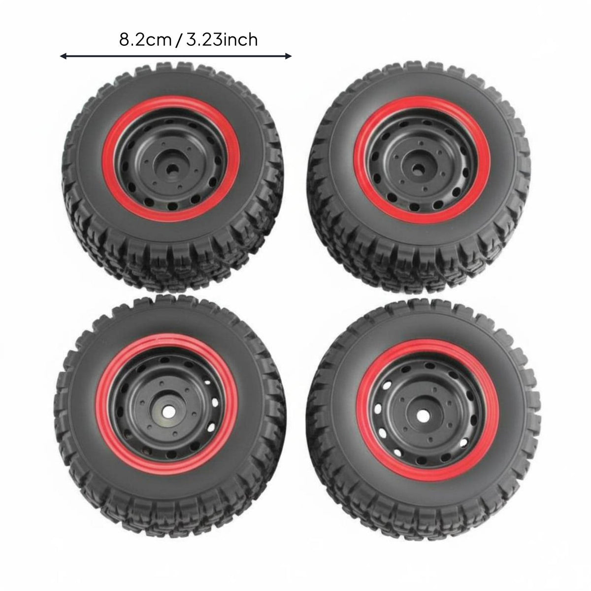 4 Pieces Rough-Terrain RC Tire Deep Traction Design Mounted RC Tire Grippy Traction Toy Vehicle Part for Rock Crawling