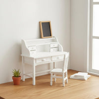 Functional Drawers Miniature School Desk Model Great Gift Idea Doll Writing Desk Handmade Miniature Table and Chair Set Realistic Design for Collectors, Hobbyists, Action Figure Scenes, 3D Miniature Scene