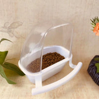 Spill Resistant Cup Avian Water Feeder, Automatic Budgie Water Dispenser for Wire Cages, Dual Food Reservoir with Transparent Lid, 10x6x11cm