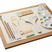9 Pieces Pottery Painting Brush Set Soft Bristles Pottery Painting Brush Kit Solid Wood Handles Glazing Brushes for Potters, Beginners