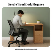 Nordic Design Single-Drawer Study Desk Natural Wood Finish Writing Table Multifunctional Use Office Furniture Sturdy frame for Students, Adults, Teens, Dorm Room, Bedroom