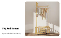 Lockable Casters Mobile Coat Stand Space Saving Freestanding Clothes Hanger Heavy Duty Freestanding Wardrobe Rack Large Capacity for Apartment Dwellers, Homeowners, Bedroom, Dorm Room, Entryway, Retail Shop