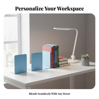 2 Pieces Minimalist Design L-Shaped Bookend Space Saving Book Stand Sturdy Construction Desktop Organizer sturdyDuty for Students, Office Workers, Librarians, Classroom, Study Room, shelf unit, Library
